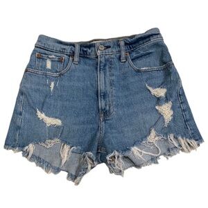 Abercrombie & Fitch Blue Denim Shorts Distressed High-Waisted